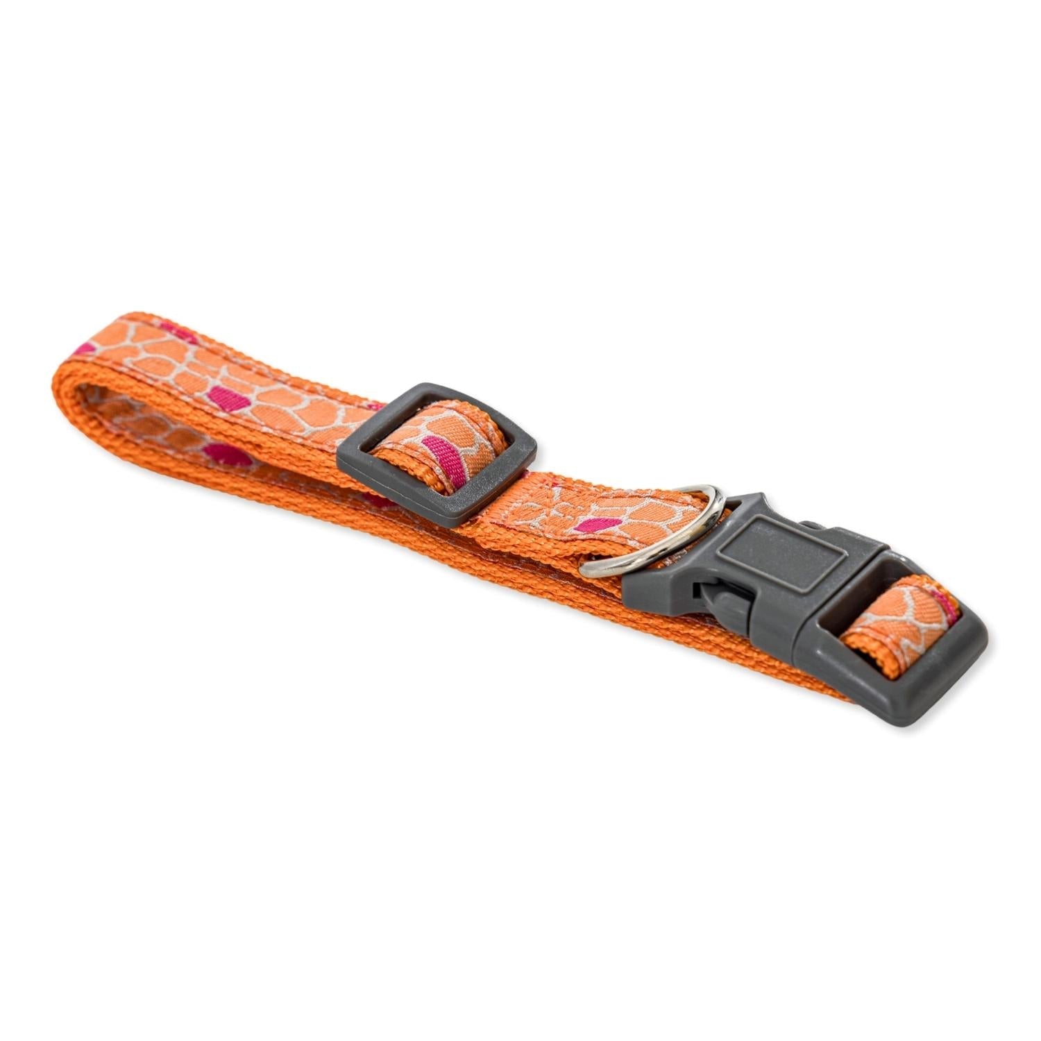 Nylon Dog Collar with Embroidered Giraffe Design/Animal Print, Secure & Adjustable Fit - BIG FRENCHIES
