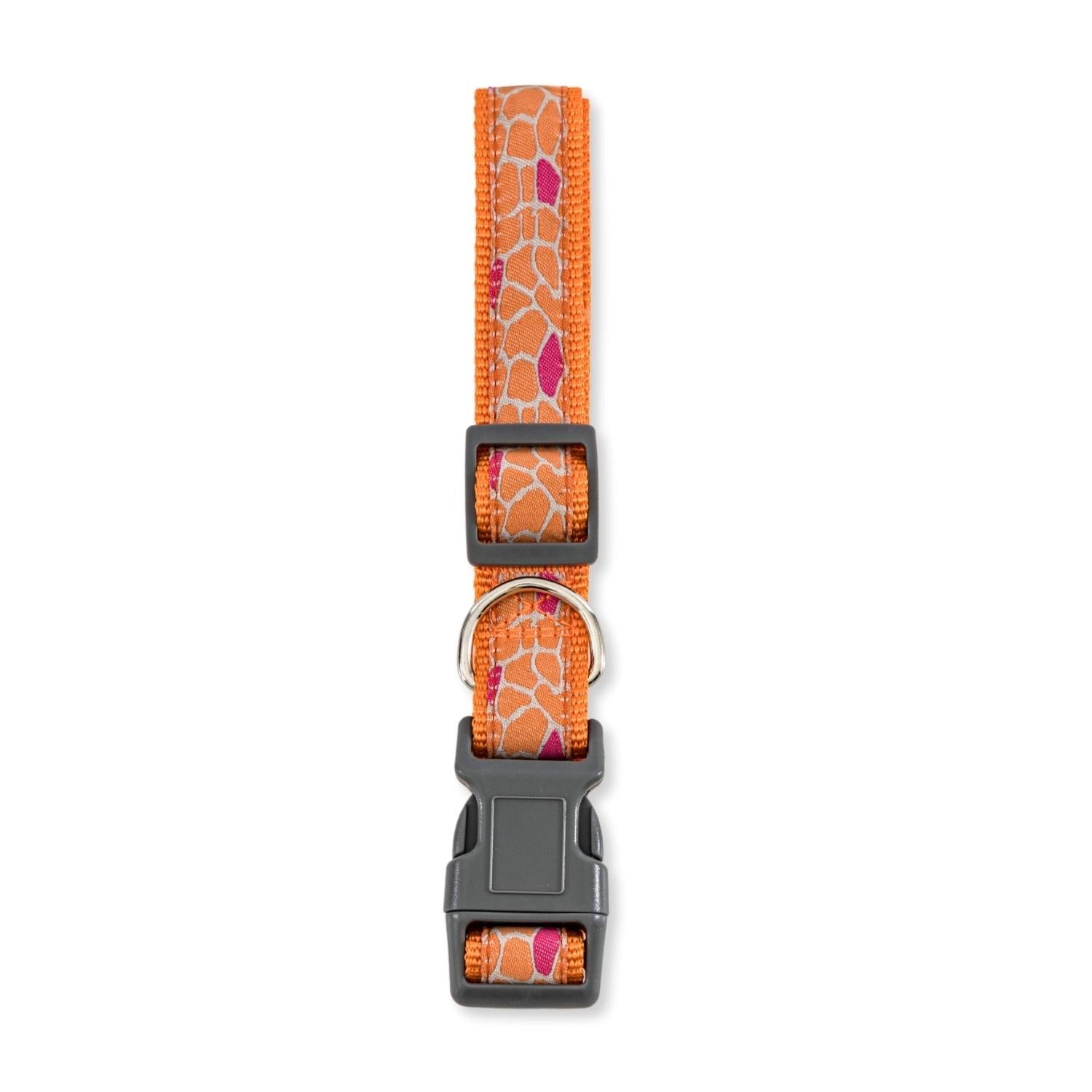 Nylon Dog Collar with Embroidered Giraffe Design/Animal Print, Secure & Adjustable Fit - BIG FRENCHIES