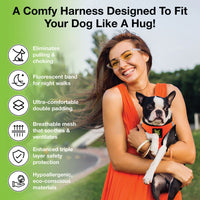 EcoBark Safety Orange Step In Dog Harness -Rapid Fastner Reflective Soft Mesh Vest Halter for Puppies and XXXS to Small Dogs - BIG FRENCHIES