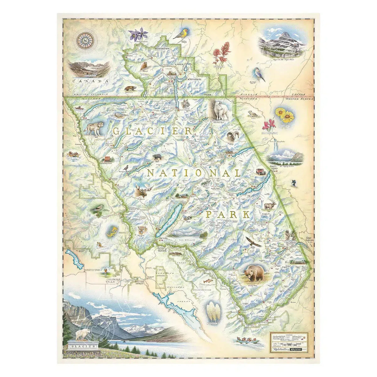 Glacier National Park 1000 Piece Jigsaw Puzzle Xplorer Maps - BIG FRENCHIES