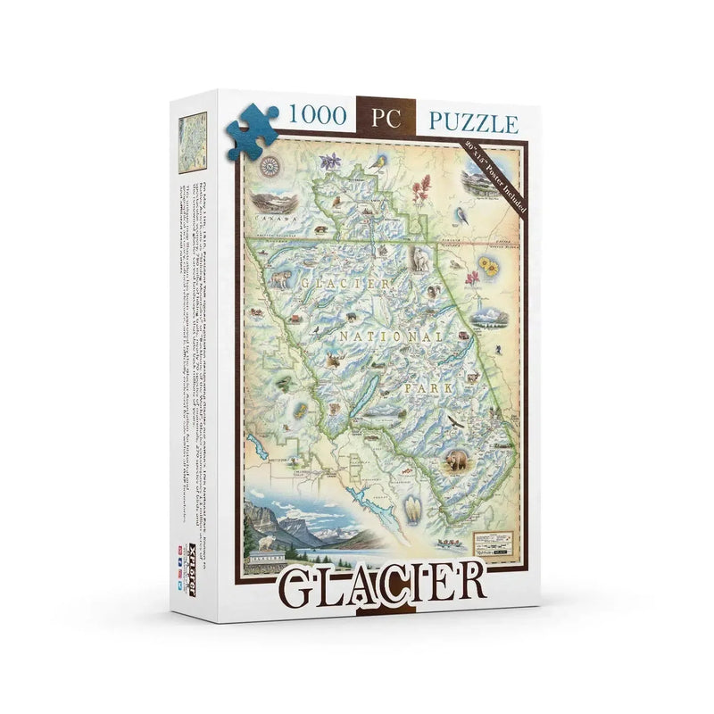 Glacier National Park 1000 Piece Jigsaw Puzzle Xplorer Maps - BIG FRENCHIES
