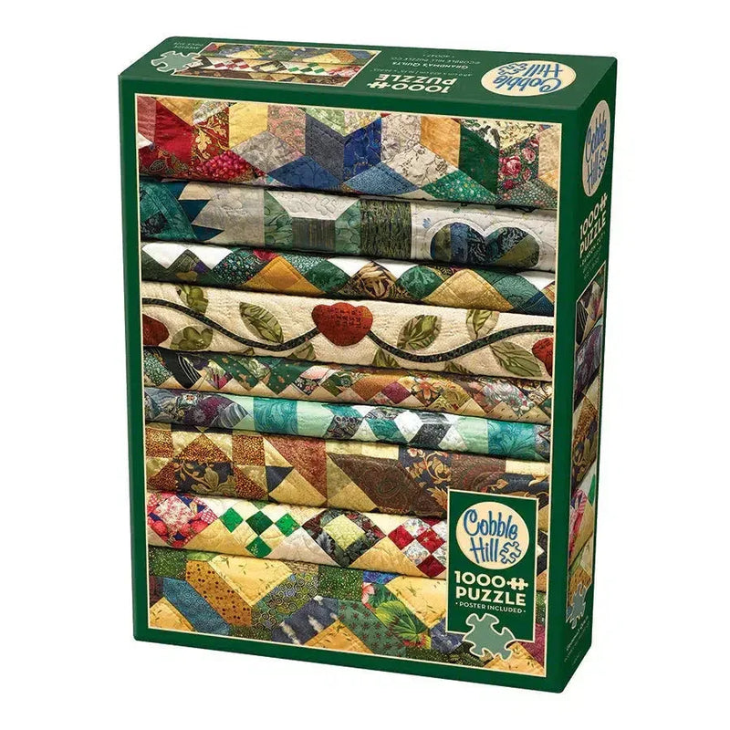 Grandma's Quilts 1000 Piece Jigsaw Puzzle Cobble Hill - BIG FRENCHIES