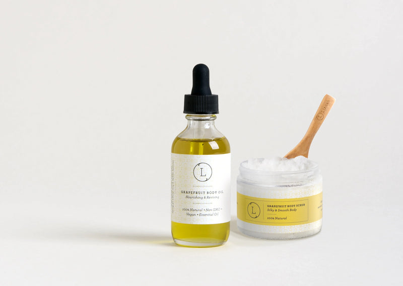 Moisturizing set with Grapefruit body oil and Body scrub - BIG FRENCHIES