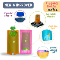 Flipping Holder TRAVEL - food pouch and juice box holder, fits cup holders