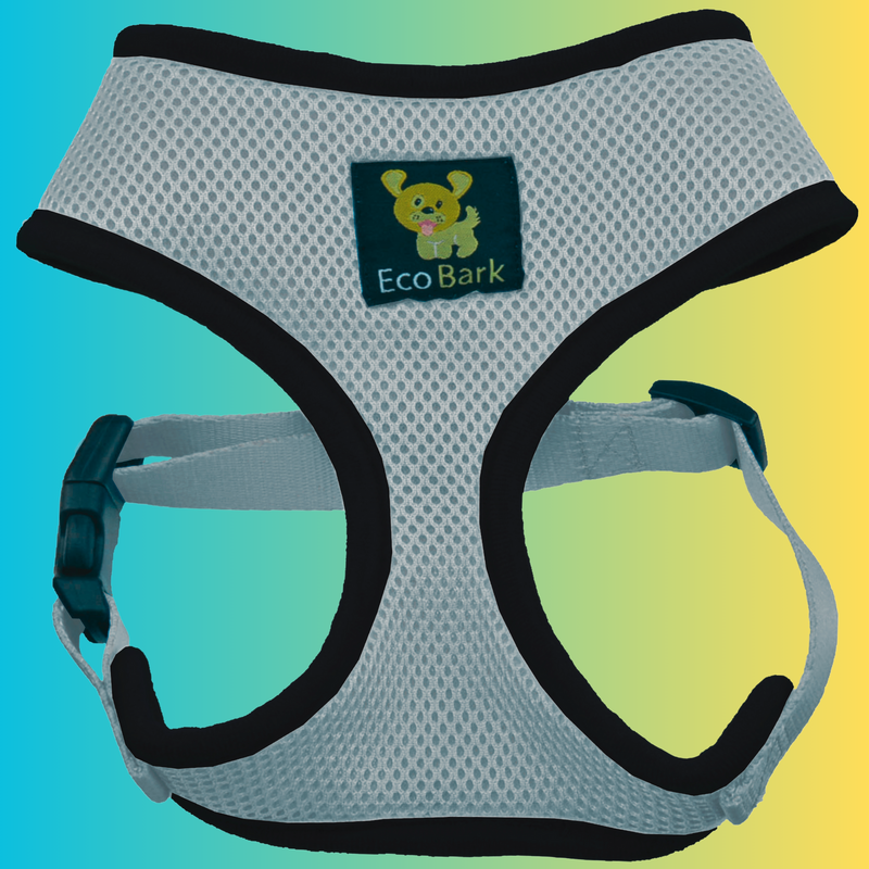 EcoBark Gray Dog Harness - Over-the-Head Dog Soft Mesh Vest Halter for Small to Medium Dogs and Puppies - BIG FRENCHIES