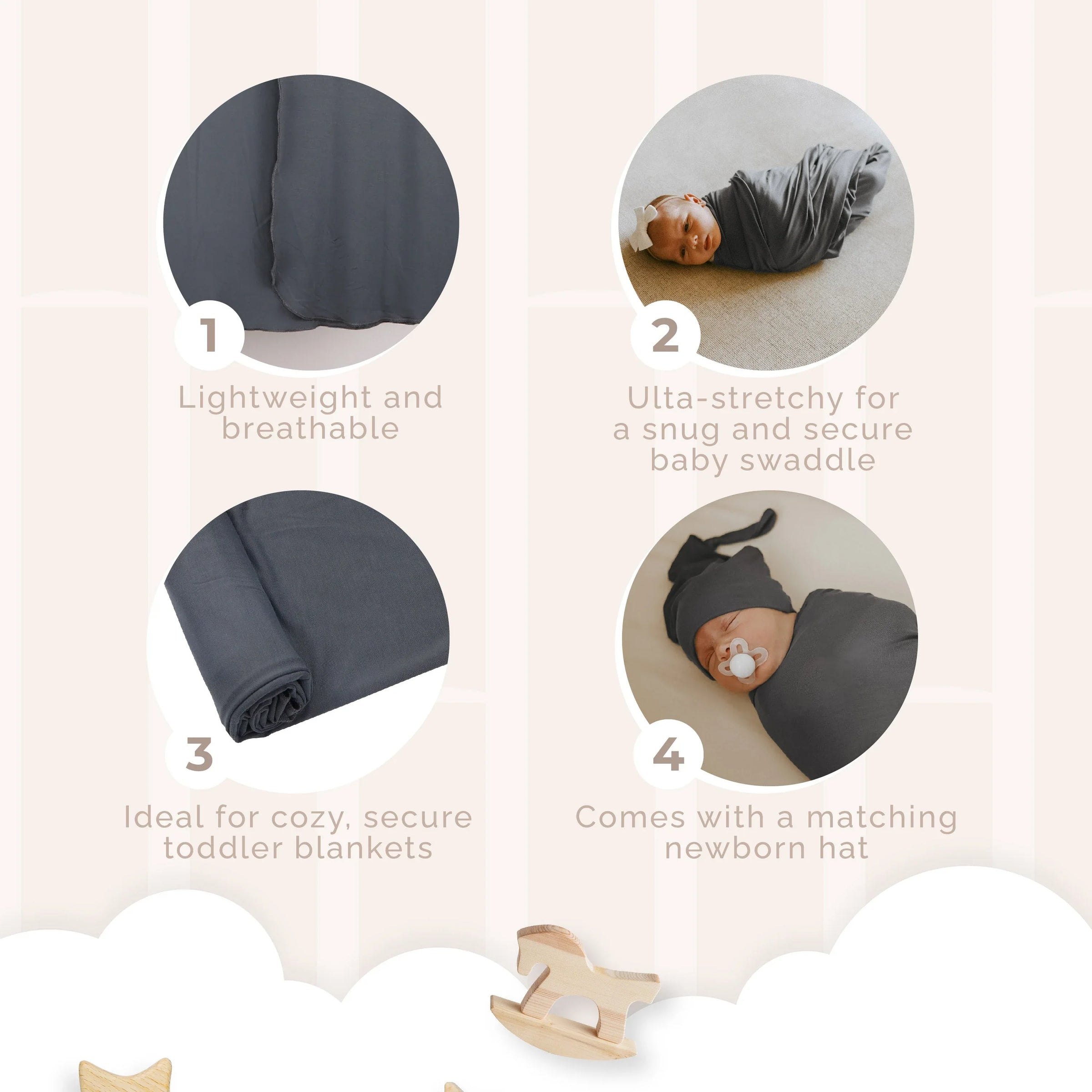 Baby Swaddle Blanket + hat - BIG FRENCHIES
