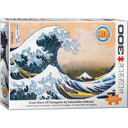 Great Wave off Kanagawa 300 Large Piece 3D Lenticular Jigsaw Puzzle Eurographics - BIG FRENCHIES