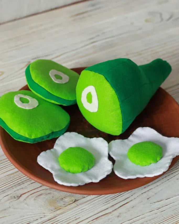 Green eggs and ham plush toy Pretend play food - BIG FRENCHIES