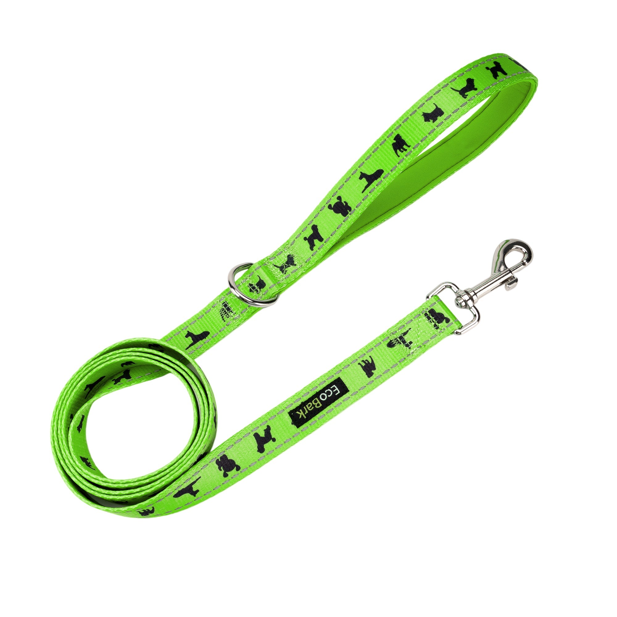 EcoBark Lime Green Dog Leash- Padded Comfort Grip Leash - 4ft, 5ft, and 6ft Dog Leash for Small and Medium Dogs - BIG FRENCHIES