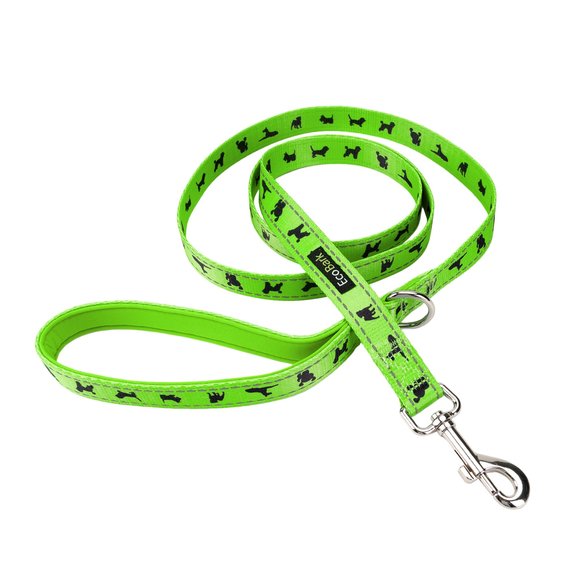 EcoBark Lime Green Dog Leash- Padded Comfort Grip Leash - 4ft, 5ft, and 6ft Dog Leash for Small and Medium Dogs - BIG FRENCHIES