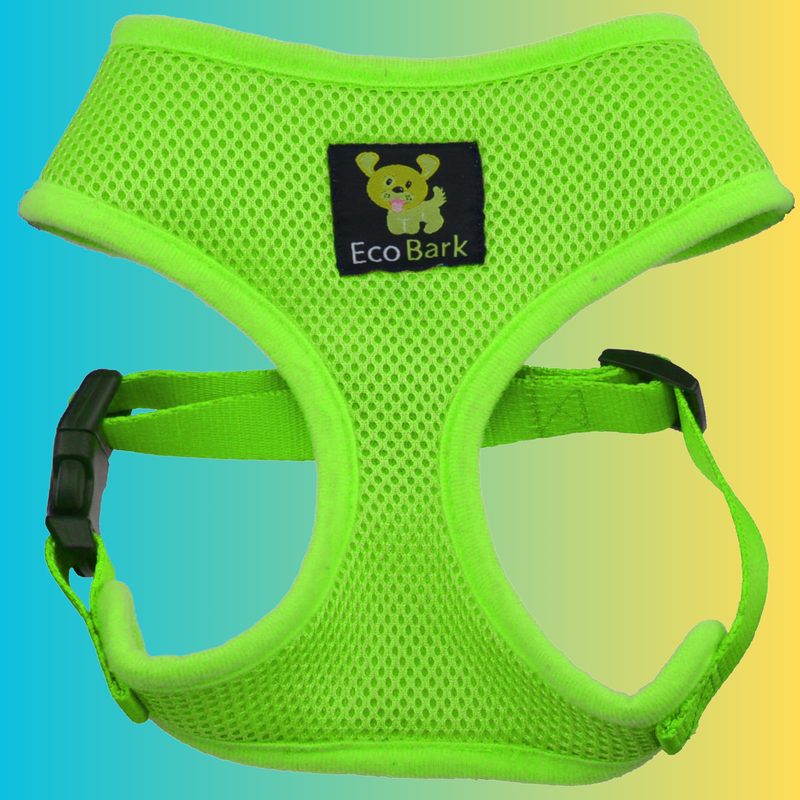 EcoBark Lime Green Dog Harness - Over-the-Head Soft Mesh Dog Vest Halter for Small to Medium Dogs and Puppies - BIG FRENCHIES