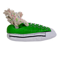 Squeaky Comfort Plush Sneaker Dog Toy – with Treat Compartment, Safe & Durable – Green - BIG FRENCHIES