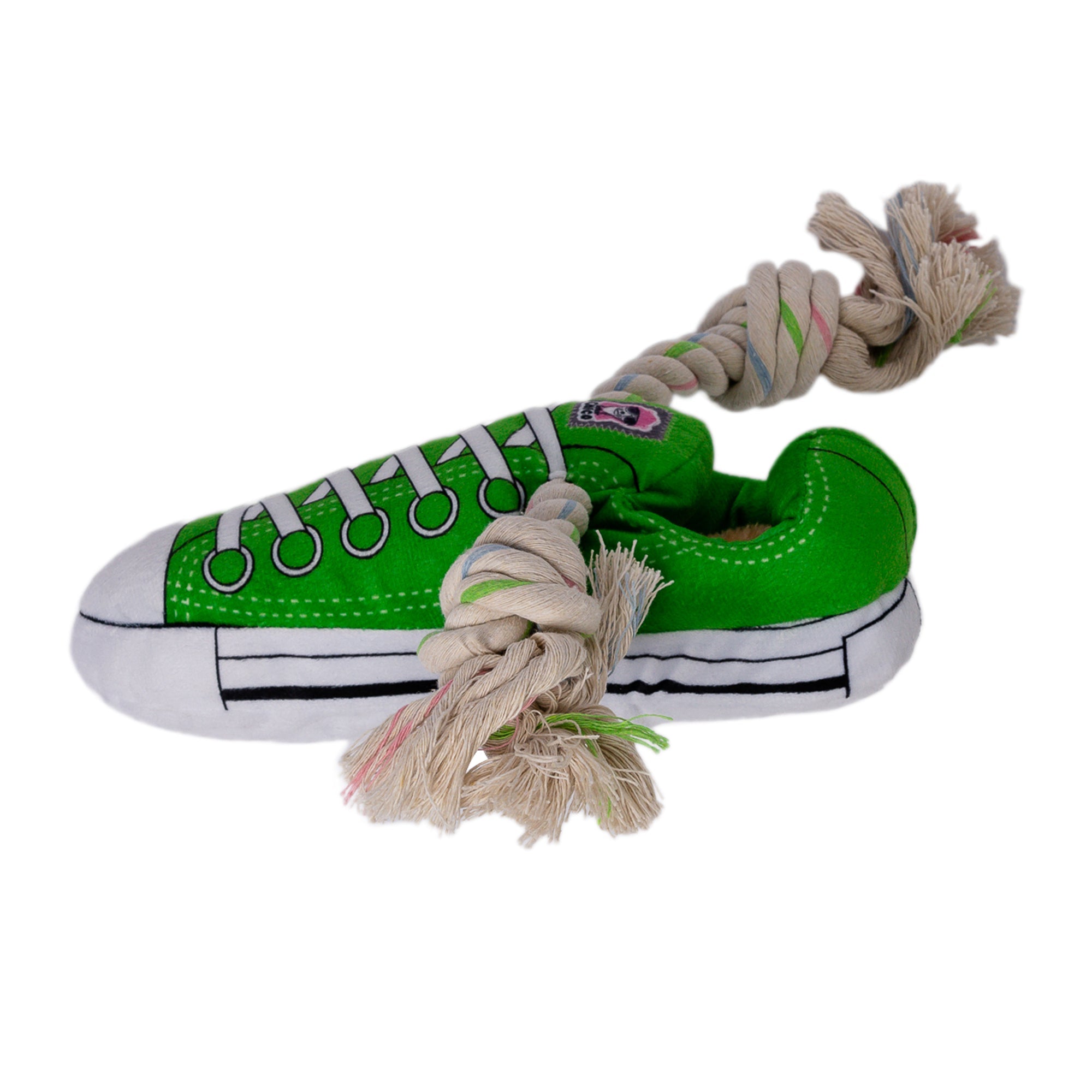 Squeaky Comfort Plush Sneaker Dog Toy – with Treat Compartment, Safe & Durable – Green - BIG FRENCHIES