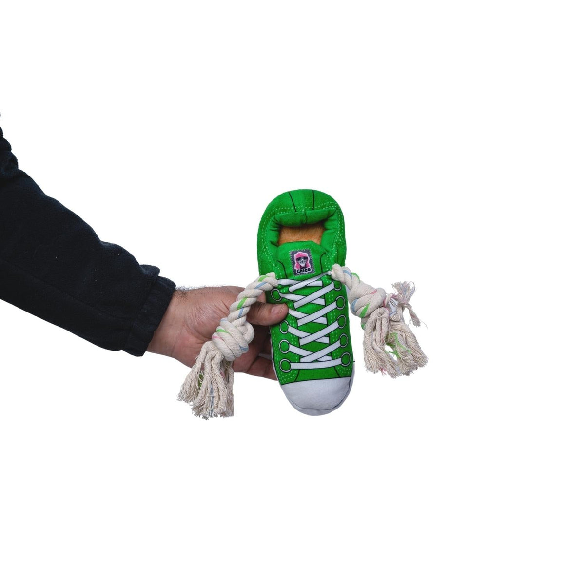 Squeaky Comfort Plush Sneaker Dog Toy – with Treat Compartment, Safe & Durable – Green - BIG FRENCHIES