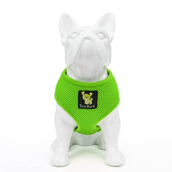 EcoBark Lime Green Dog Harness - Over-the-Head Soft Mesh Dog Vest Halter for Small to Medium Dogs and Puppies - BIG FRENCHIES