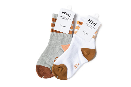 Heather Grey & Brown Stripe Socks - BIG FRENCHIES