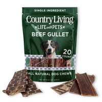 Country Living 6” Gullet Flats Dog Treats – 20 Count Bag – All-Natural Beef Esophagus Chews – High-Protein, Easily Digestible, Single-Ingredient Dog Treats – Grain-Free & Long-Lasting - BIG FRENCHIES