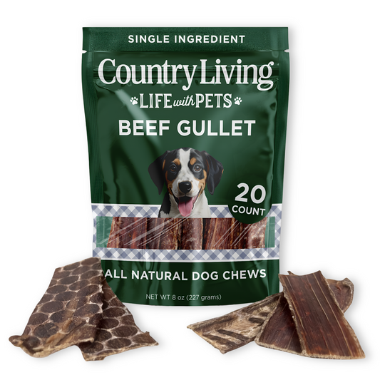 Country Living 6” Gullet Flats Dog Treats – 20 Count Bag – All-Natural Beef Esophagus Chews – High-Protein, Easily Digestible, Single-Ingredient Dog Treats – Grain-Free & Long-Lasting - BIG FRENCHIES