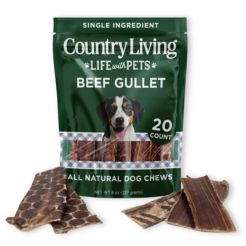 Country Living 6” Gullet Flats Dog Treats – 20 Count Bag – All-Natural Beef Esophagus Chews – High-Protein, Easily Digestible, Single-Ingredient Dog Treats – Grain-Free & Long-Lasting - BIG FRENCHIES