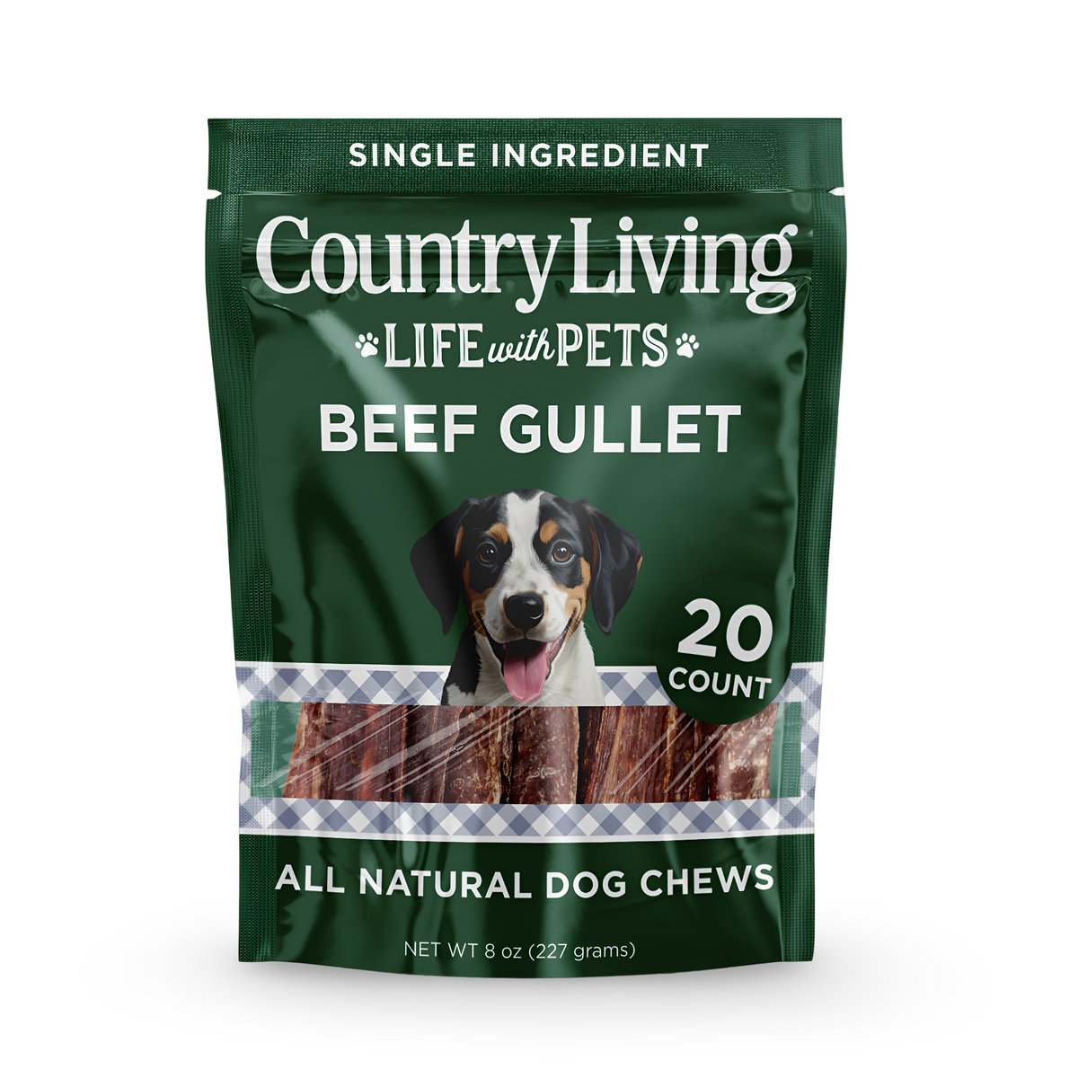 Country Living 6” Gullet Flats Dog Treats – 20 Count Bag – All-Natural Beef Esophagus Chews – High-Protein, Easily Digestible, Single-Ingredient Dog Treats – Grain-Free & Long-Lasting - BIG FRENCHIES