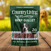 Country Living 6” Gullet Flats Dog Treats – 20 Count Bag – All-Natural Beef Esophagus Chews – High-Protein, Easily Digestible, Single-Ingredient Dog Treats – Grain-Free & Long-Lasting - BIG FRENCHIES