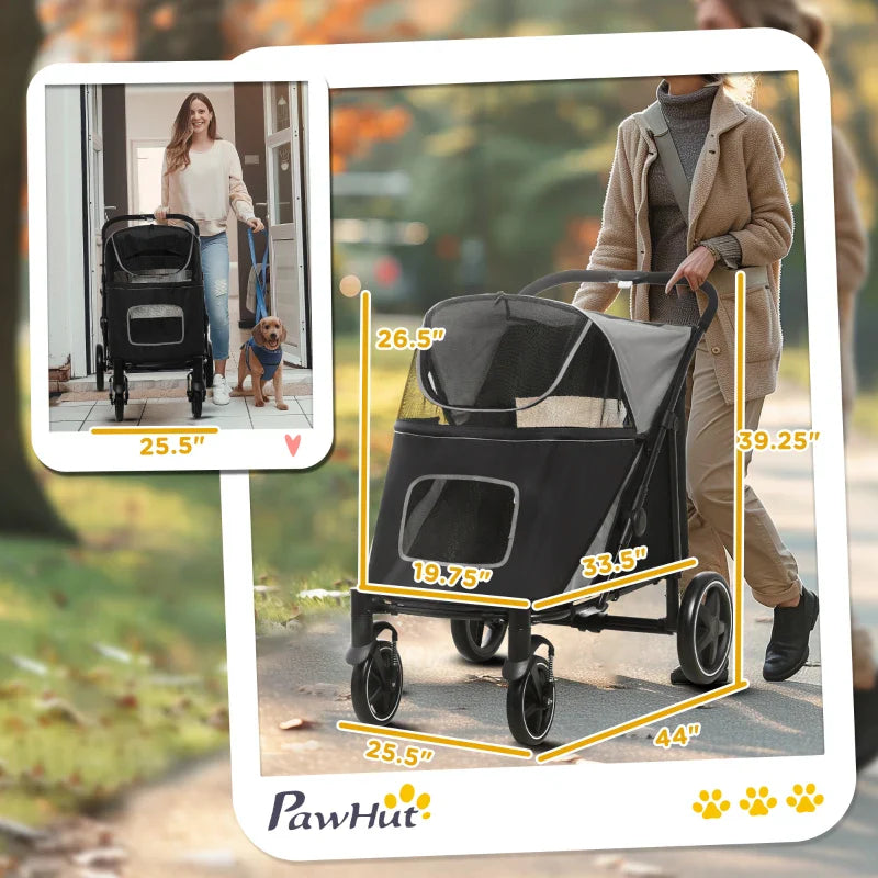 One-Click Foldable Stroller for Large Medium Small Dogs, Pet, Cats with Storage - BIG FRENCHIES
