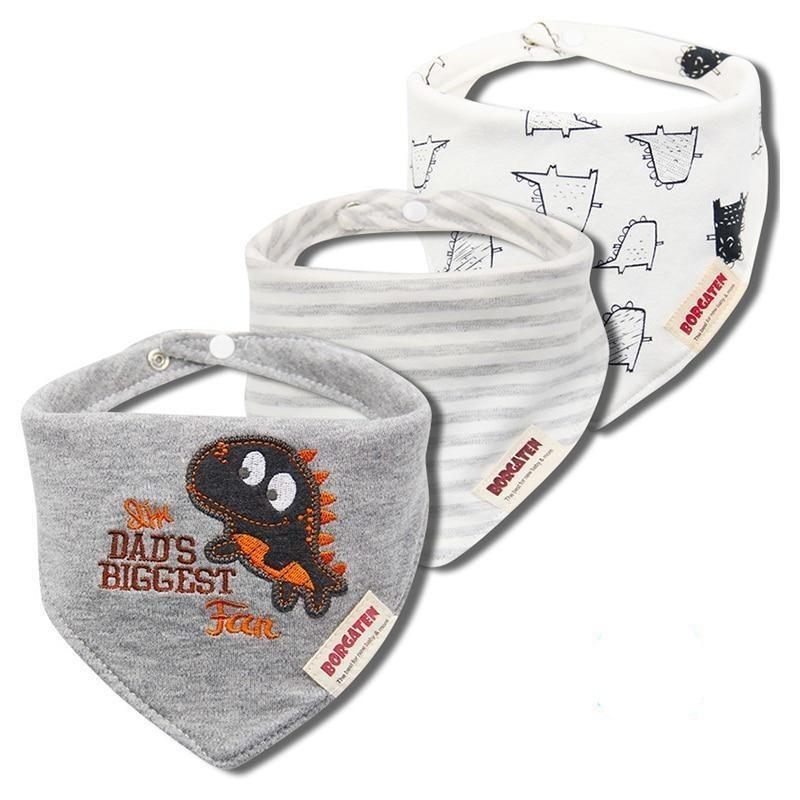 3PCS Comfortable Waterproof Organic Cotton Baby Burp Cloth Bandanna Scarf Bibs For Newborn Baby Boy And Girl - BIG FRENCHIES