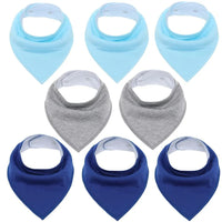 8PCS/SET Comfortable Colorful 100% Organic Cotton Adjustable Snaps Bandana Saliva Bibs For Baby Boys & Girls Kids - BIG FRENCHIES