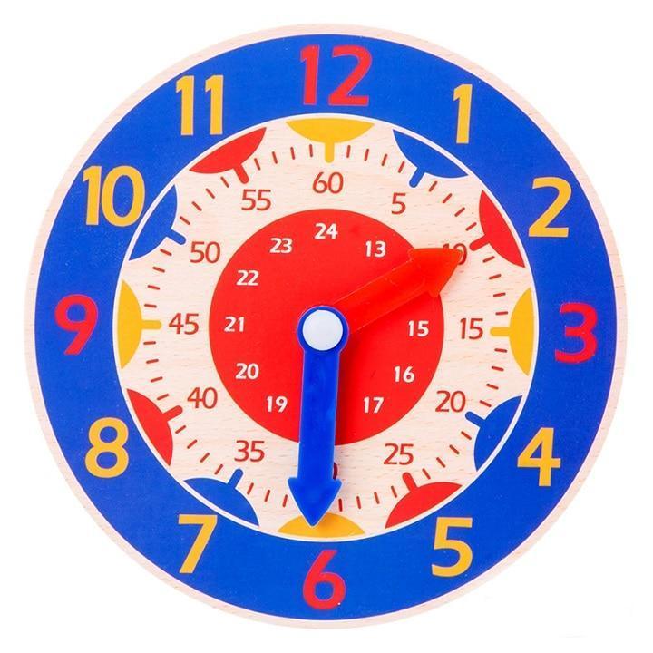 Children Montessori Wooden Clock Toys Hour Minute Second Cognition Colorful Clocks Toys for Kids Early Preschool Teaching Aids - BIG FRENCHIES