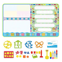 Coolplay 100x100cm Magic Water Drawing Mat Doodle Mat & 4 Drawing Pens & 1 Stamps Set Painting Board Educational Toys for Kids - BIG FRENCHIES