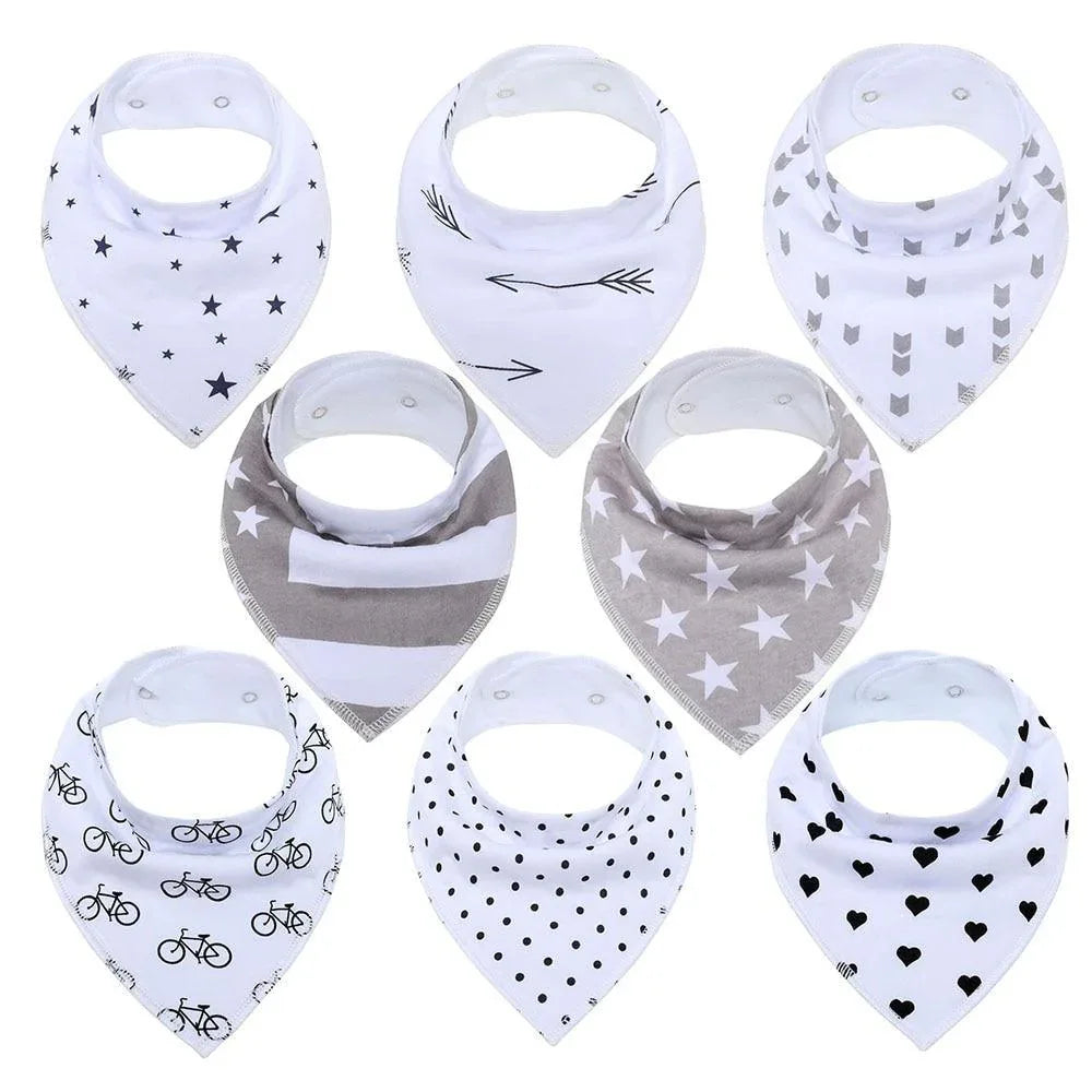 8PCS/SET Pack Baby Bandana Organic Absorbent Soft Cotton Drool Bibsfor Teething And Feeding Bib For Baby and Kids Feeding - BIG FRENCHIES