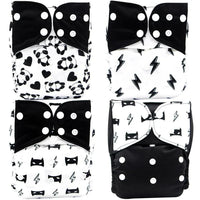 4PCS Set Diaper Cover Washable Diaper Eco-friendly Ecological Adjustable Baby Nappy Reusable Cloth Diapers In Printed Design For Baby and Kids - BIG FRENCHIES