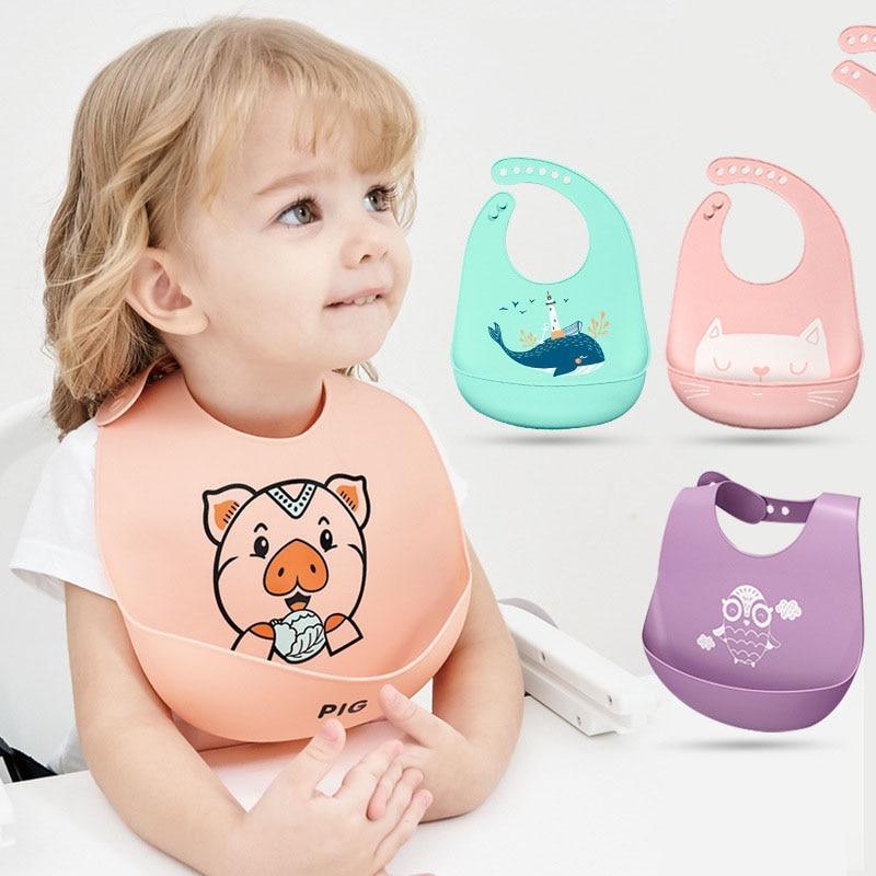 Colorful Baby Stuff Waterproof Silicone Bib Feeding Baby Cartoon Aprons Adjustable Bibs Burp Cloths - BIG FRENCHIES