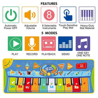 Big Size Music Piano Carpets and Multiple Musical Instruments Sounds Play Mat Educational Toys For Kids - BIG FRENCHIES
