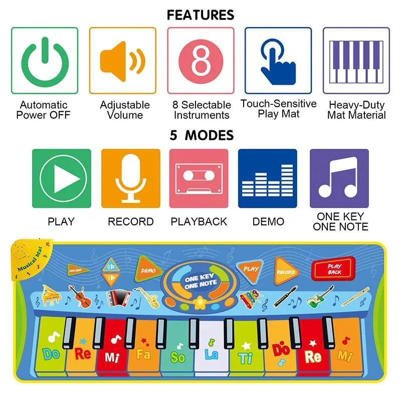 Big Size Music Piano Carpets and Multiple Musical Instruments Sounds Play Mat Educational Toys For Kids - BIG FRENCHIES
