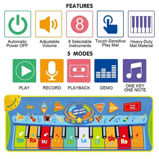 Big Size Music Piano Carpets and Multiple Musical Instruments Sounds Play Mat Educational Toys For Kids - BIG FRENCHIES