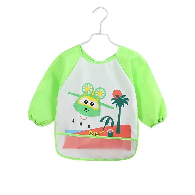 Cute Cartoon Print Baby Waterproof Long Sleeve Apron Children Feeding Smock Bib Baby Accessories - BIG FRENCHIES