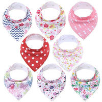 8PCS/SET Comfortable Colorful 100% Organic Cotton Adjustable Snaps Bandana Saliva Bibs For Baby Boys & Girls Kids - BIG FRENCHIES