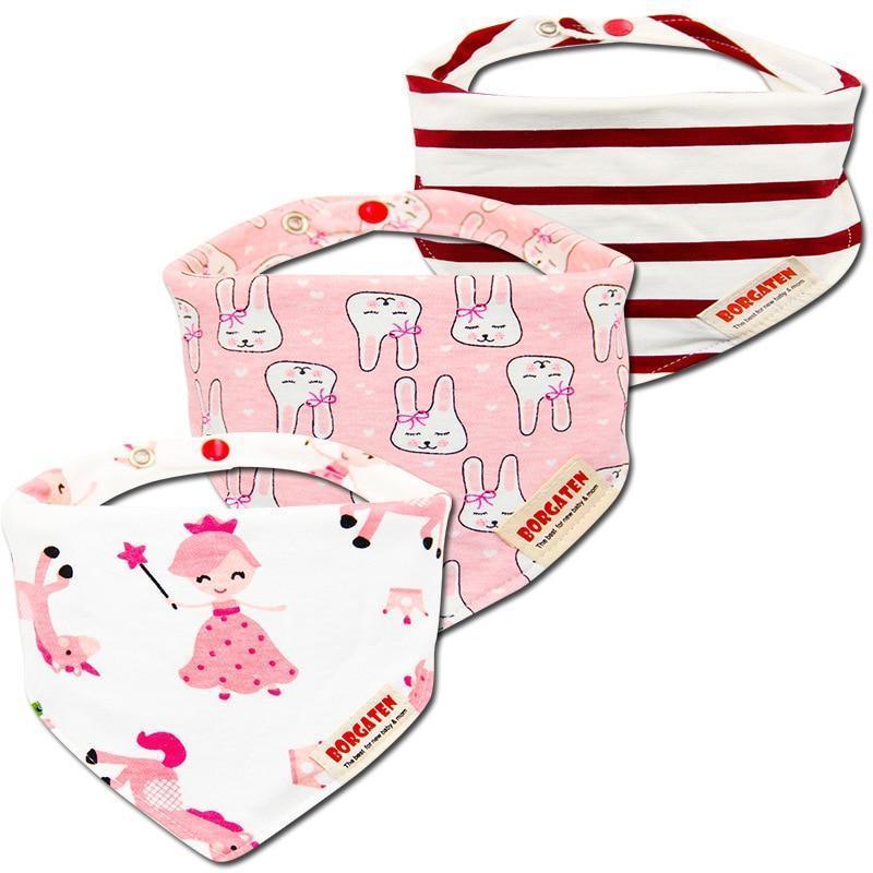 3PCS Comfortable Waterproof Organic Cotton Baby Burp Cloth Bandanna Scarf Bibs For Newborn Baby Boy And Girl - BIG FRENCHIES