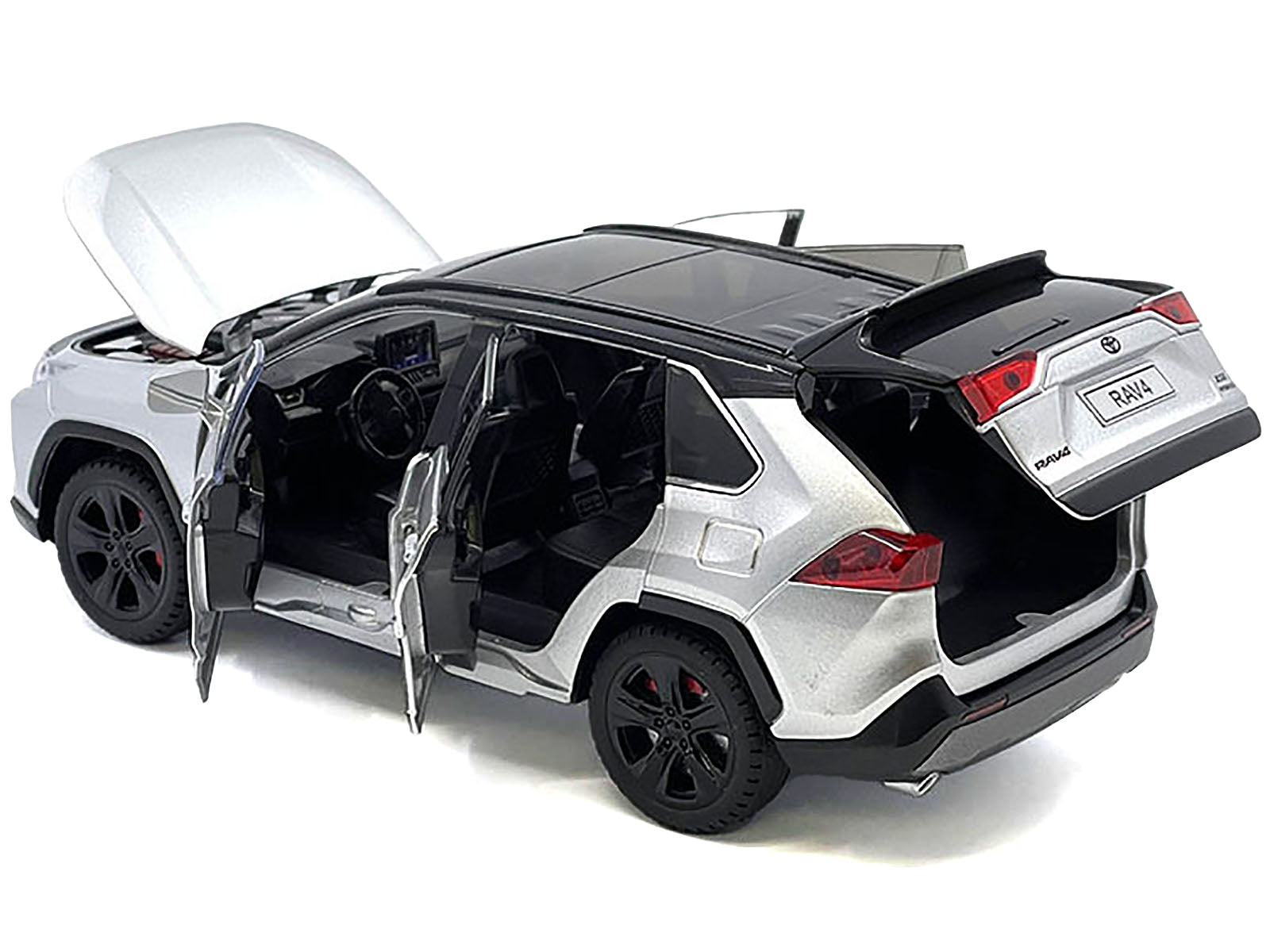 Toyota Rav4 Hybrid XSE Silver Metallic with Black Top and Sunroof 1/24 Diecast Model Car - BIG FRENCHIES