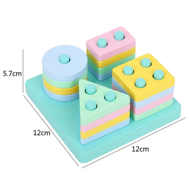 Montessori Wooden Building Blocks – Educational Color & Shape Toy - BIG FRENCHIES