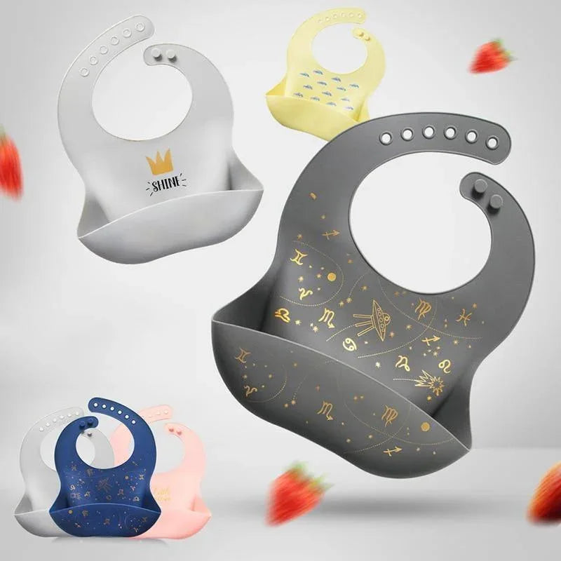 Luxury Modern Bibs Waterproof Soft Silicone Kids Girl Boy Adjustable Children Bib Cute Cartoon Print Baby Feeding Stuff For Kids - BIG FRENCHIES