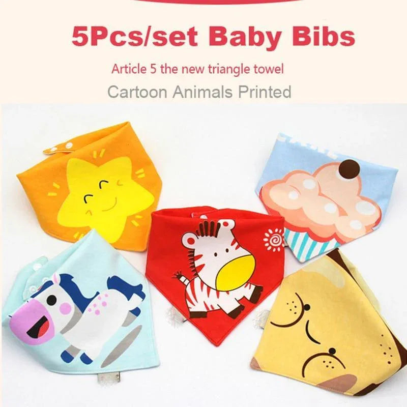 Fashion Modern 5PCS/SET Baby Triangle Double Cotton Bandana Feeding Bibs For Baby Boys/ Girls Baby Kids - BIG FRENCHIES