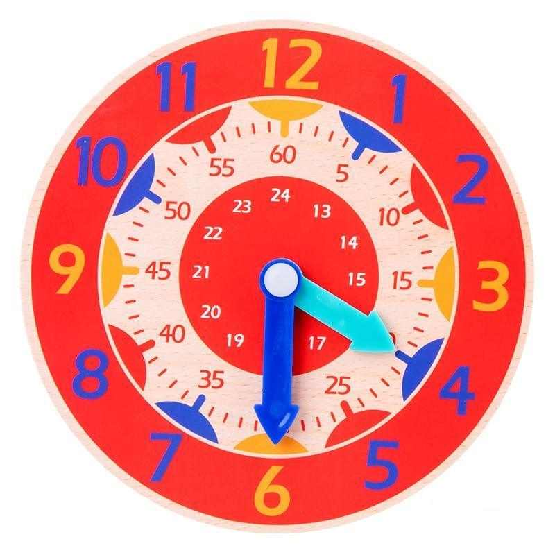 Children Montessori Wooden Clock Toys Hour Minute Second Cognition Colorful Clocks Toys for Kids Early Preschool Teaching Aids - BIG FRENCHIES