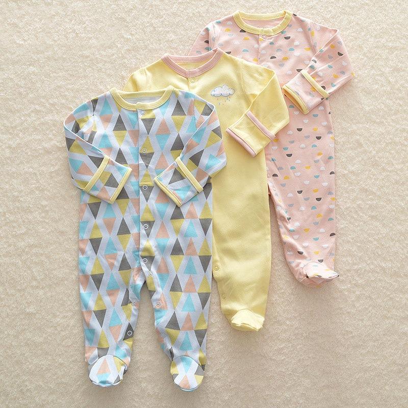3Pcs Baby unisex Rompers Long Sleeve Sleep suit Cartoon Jumpsuit Baby Pajamas Stes For Kids Between 0-12Months - BIG FRENCHIES