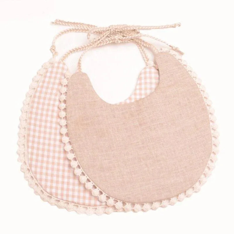 Double-deck Infant Baby Girl Boy Bib Kid Toddler Dinner Feeding Tassel Cotton Linen Burp Cloths - BIG FRENCHIES