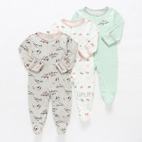 3Pcs Baby unisex Rompers Long Sleeve Sleep suit Cartoon Jumpsuit Baby Pajamas Stes For Kids Between 0-12Months - BIG FRENCHIES