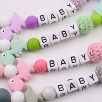 Lemon Comeon Baby's NamePacifier Clips Holder Dinosaur Silicone Beads Teething Chain for Baby - BIG FRENCHIES