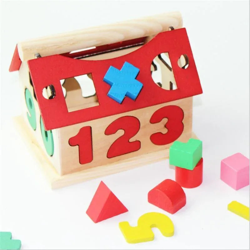 Children's Colour Wooden House With Shape Children Early Educational Model Assembling Blocks Develop Intelligence Game Toy - BIG FRENCHIES