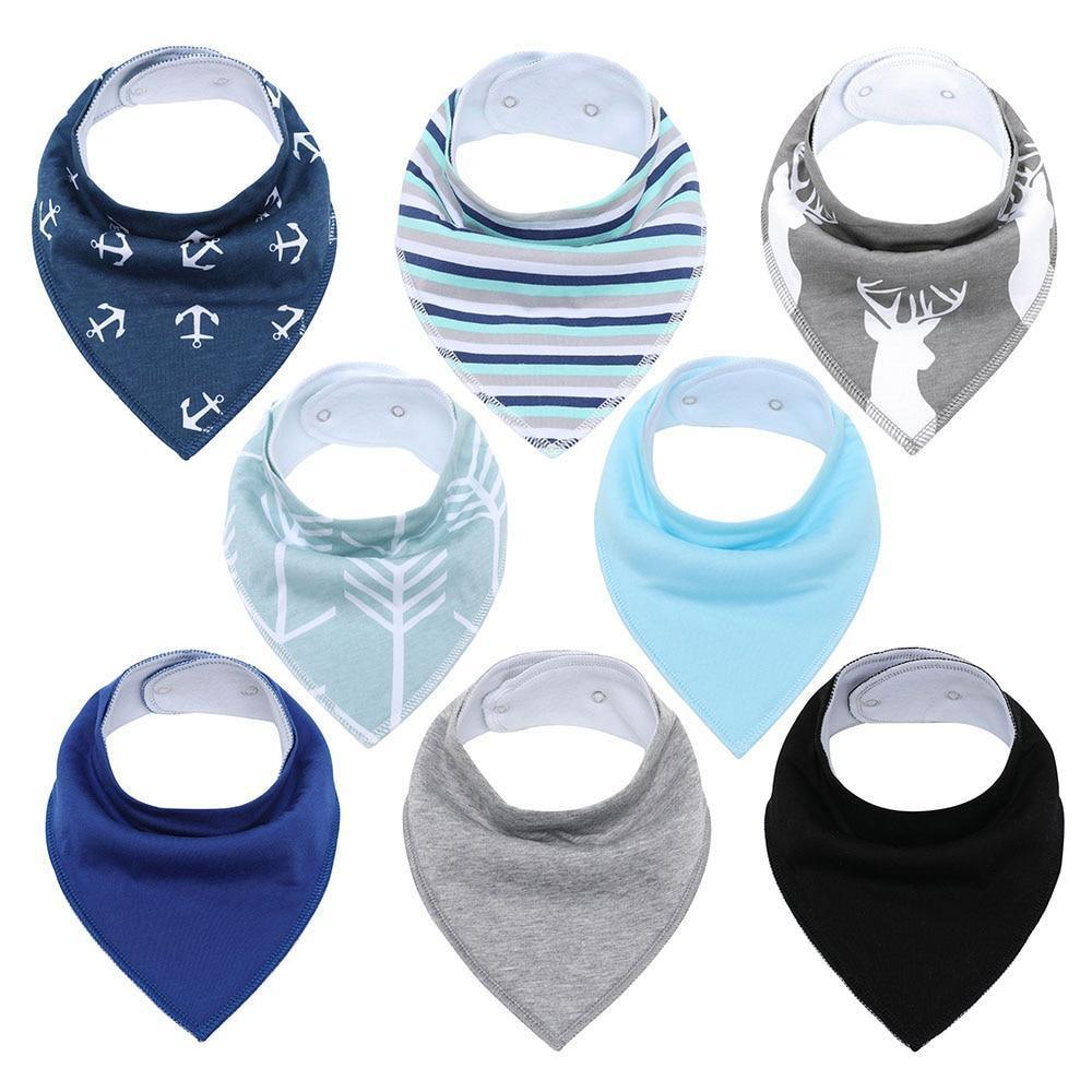 8PCS/SET Pack Baby Bandana Organic Absorbent Soft Cotton Drool Bibsfor Teething And Feeding Bib For Baby and Kids Feeding - BIG FRENCHIES